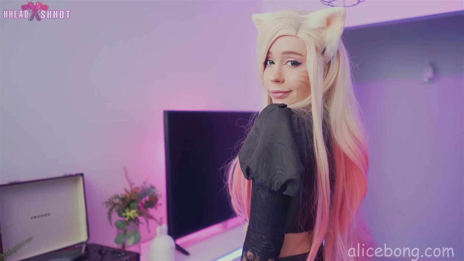 Alice Bong on Pop Porn Day, boobs, cosplay, blonde, teen, stockings, legs-up, doggy videos, her instagram, twitter, onlyfans, fansly, pornhub links